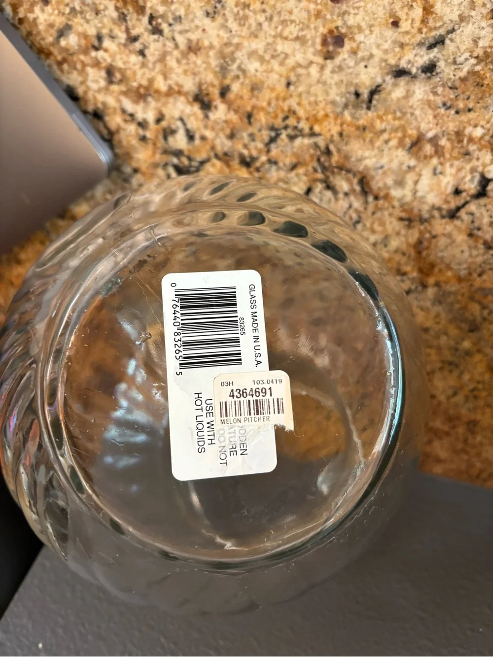 Williams Sonoma New with Tags Ribbed Glass Tilt Ball Pitcher – 80 oz Clear Glass